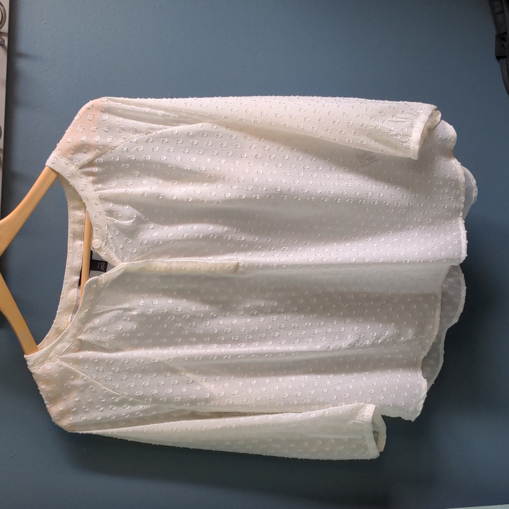 Banana Republic cream clipdot blouse ps